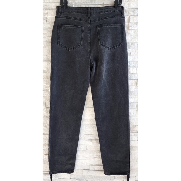 NWT Blue B Fringe Womens High Rise Straight Leg Black Denim Jeans Pants Size L - Picture 6 of 14